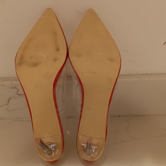 Hell and Heel Clear and Orange Women's Stiletto Heels Size 11 - Picture 2 of 4